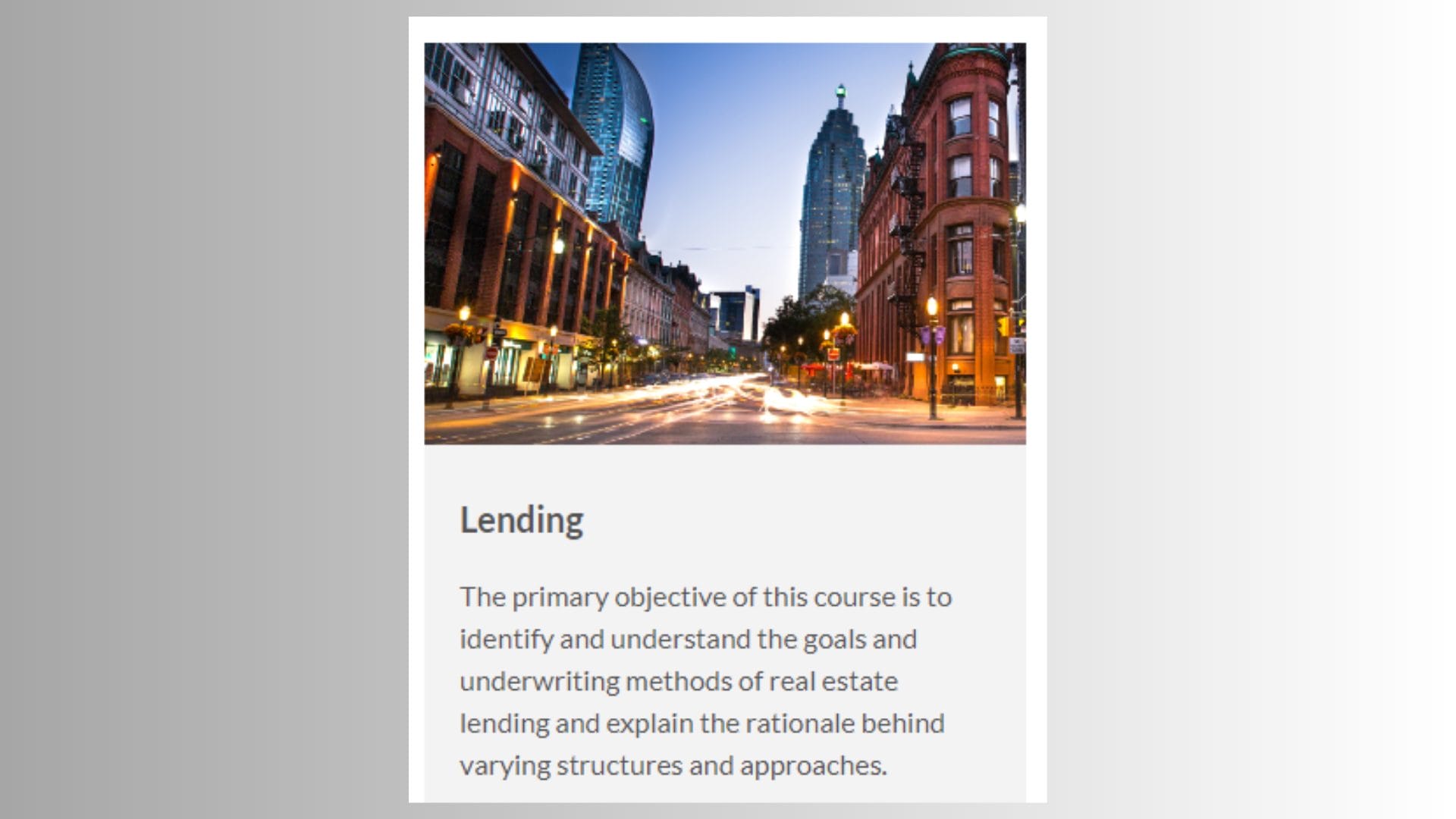 Lending in CRE – Toronto Metropolitan University