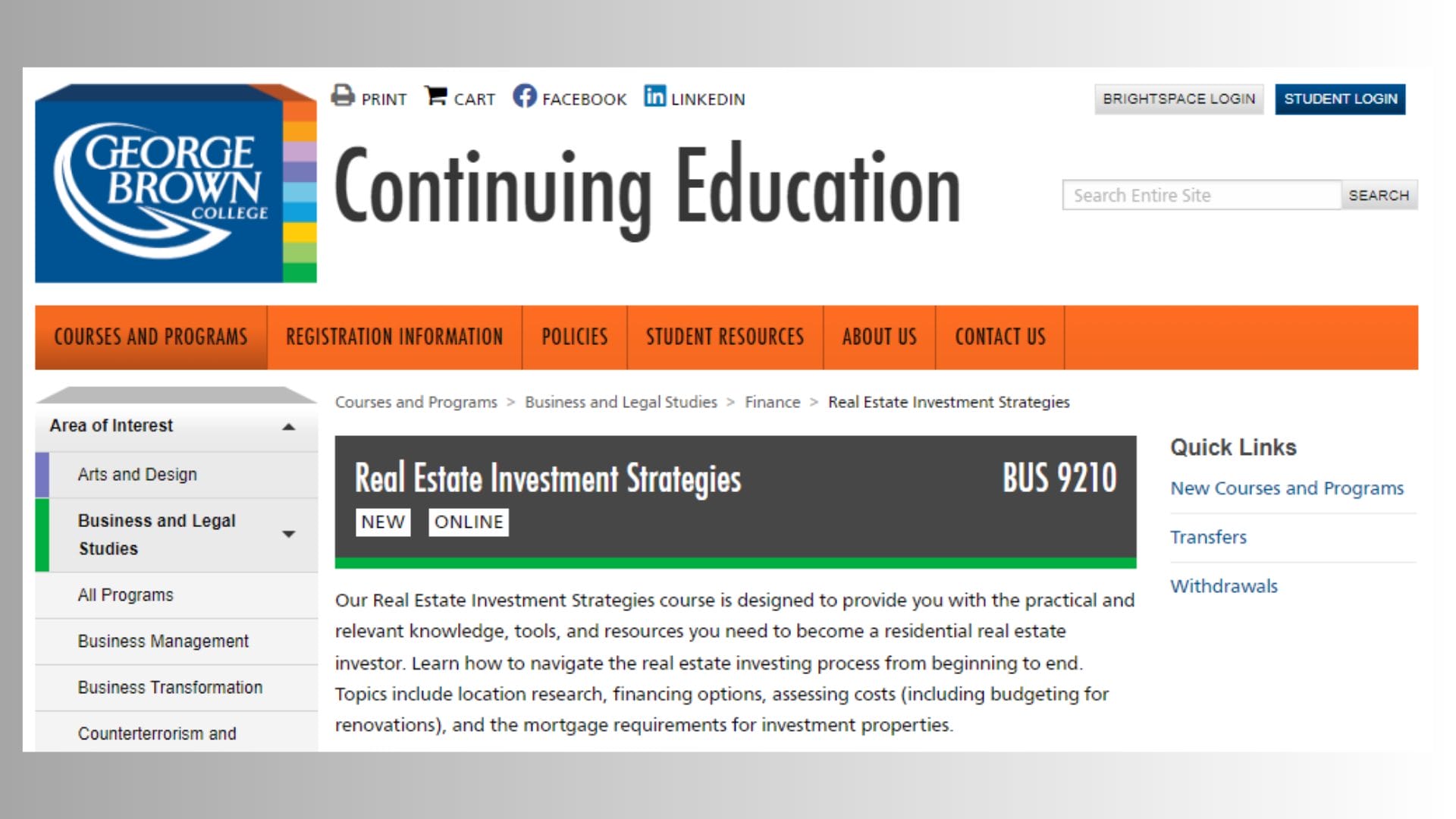 Real Estate Investment Strategies – George Brown College